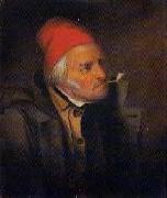 Cornelius Krieghoff 'Man With Red Hat and Pipe' oil painting on canvas